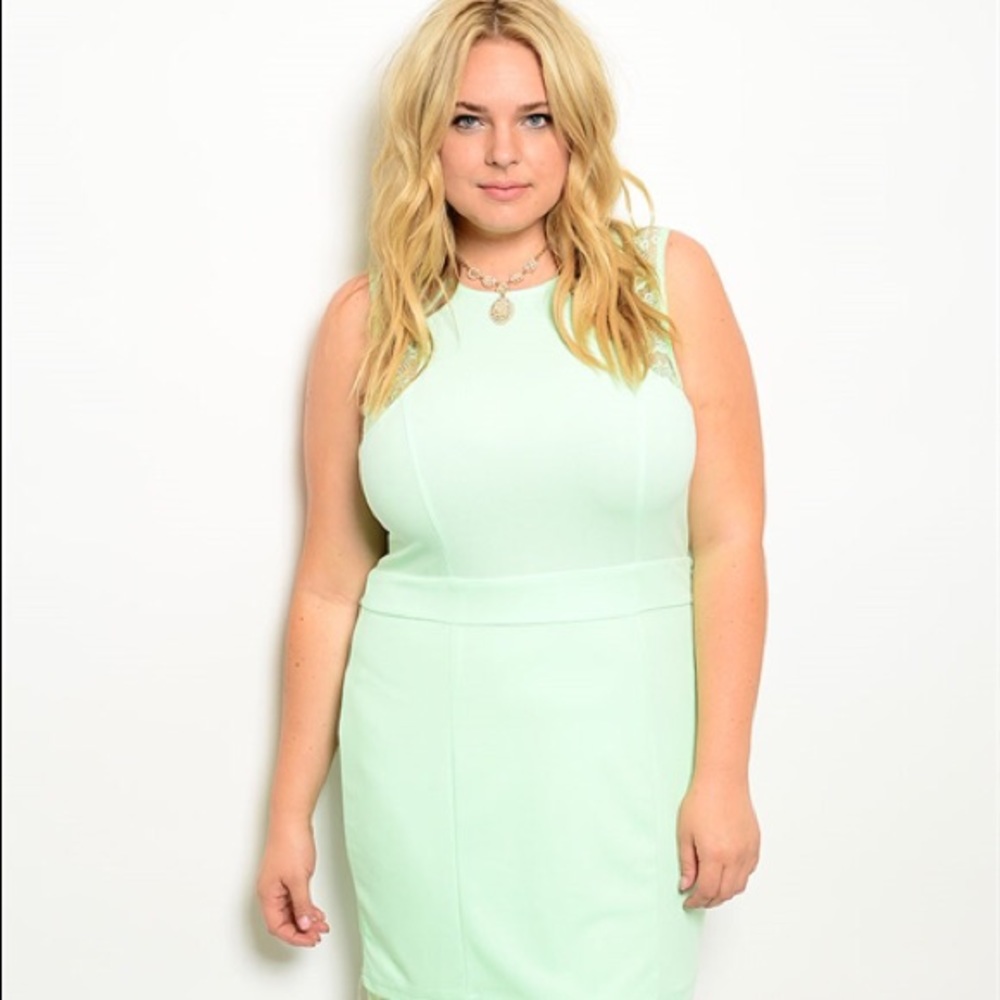 Lace and Lime Fitted Sleeveless Dress